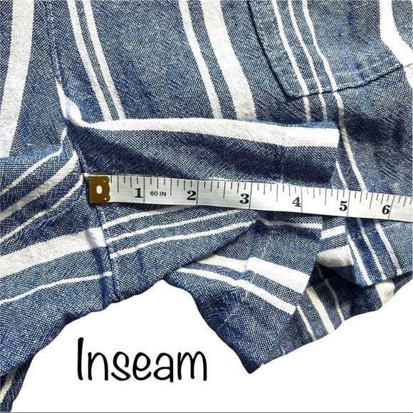 Nautica Soft Linen Pull On With Pockets Light Blue White Stripe Short Size Large - Picture 16 of 17